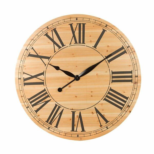 Clock King 48 x 48 x 1.5 in. Renata Oversize Shiplap Wall Clock, Walnut CL2198763
